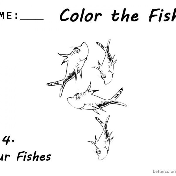 Dr Seuss One Fish Two Fish Coloring Pages Colorful Fishes Free