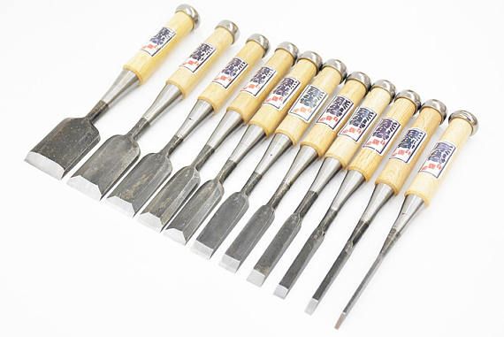 10pc Wood Carving Chisels Tools Set Professional Gouges DIY Made in JAPAN F//S