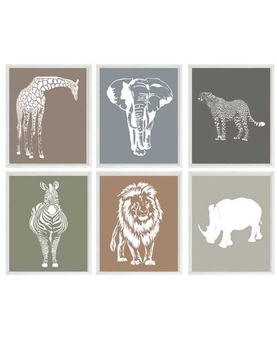 Safari Nursery Wall Art Baby Boy Neutral Elephant Safari Nursery Wall Art Baby Boy Neutral Elephant Giraffe Lion Cheetah Zebra Rhino Prints Modern Theme
