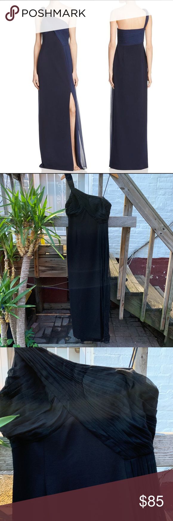 NWT Aiden Mattox One Shoulder Black Gown Beautiful one shoulder gown with slit! … NWT Aiden Mattox One Shoulder Black Gown Beautiful one shoulder gown with slit! …