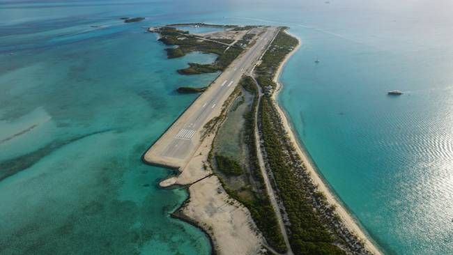 Norman S Cay Airport Aerial Image Aerial Photography Exuma Cays Bahamas Aerial Bahamas Normans Cay Airport Airport Runway Ey Nature Tourism Exuma Aerial Images