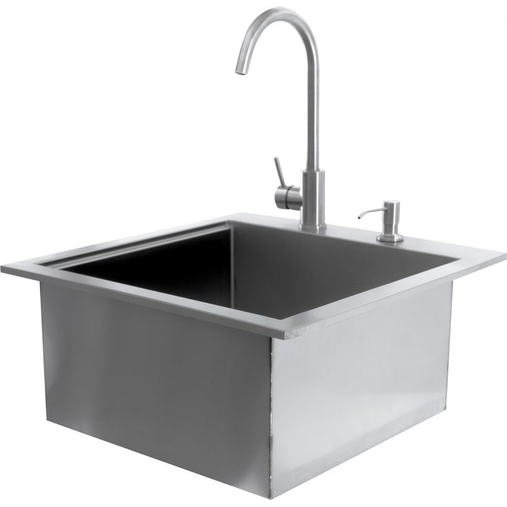Bbqguys Sonoma 21 Inch Outdoor Rated Stainless Steel Drop In Sink With Hot Cold Faucet Bar Sinks Bbqguys Sink Bar Outdoor Sinks, Outdoor Bar Sink With Faucet