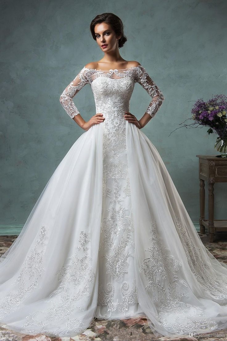Amelia Sposa 2016 Vintage Lace Wedding Dresses with Detachable Skirt Stunning Ca…