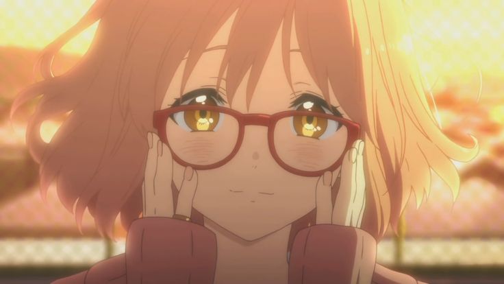 Anime girl red glasses