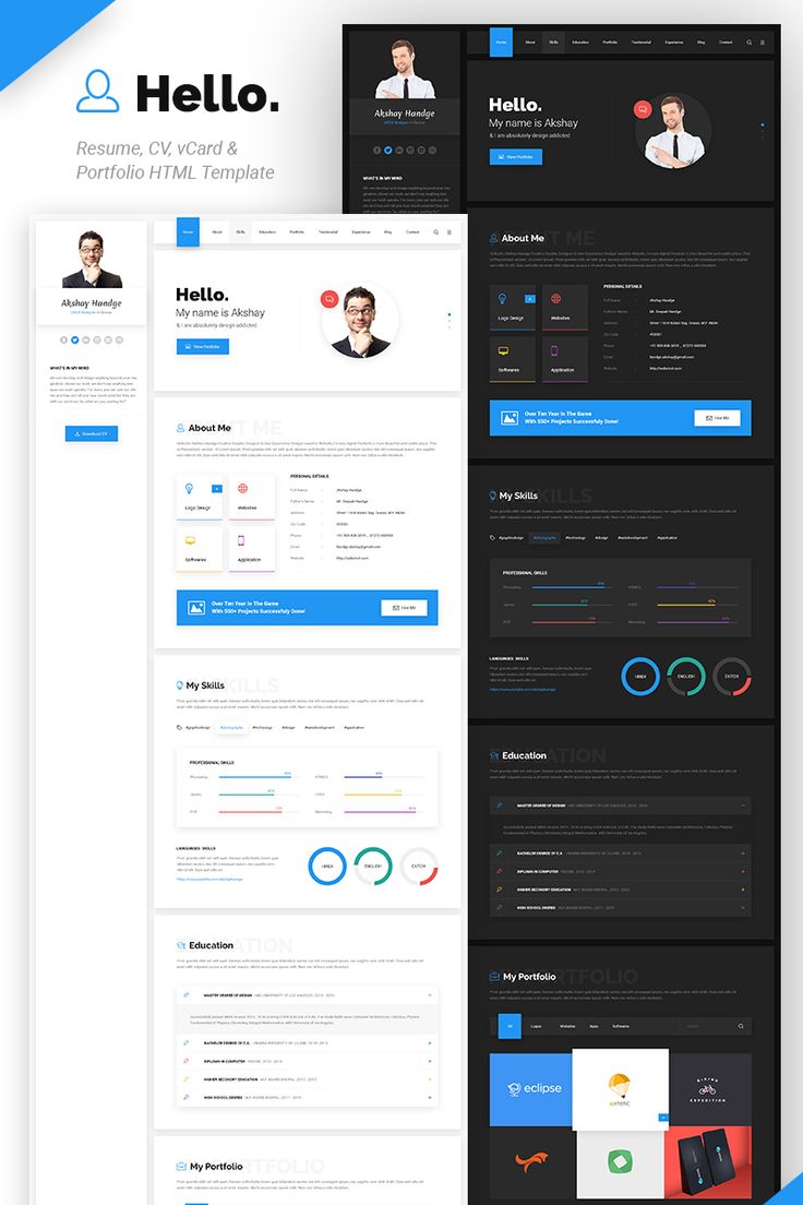 Hello Resume Cv Vcard And Portfolio Html Website Template Hello Resume Cv Vcard And Portfolio Html Website Template