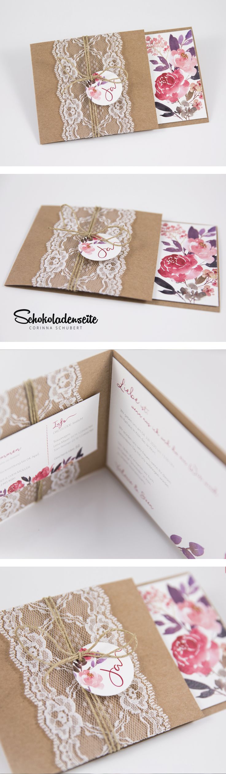 Schaut nur diese wunderschöne Einladungskarte mit floralem Aufdruck und rustika… Schaut nur diese wunderschöne Einladungskarte mit floralem Aufdruck und rustika…