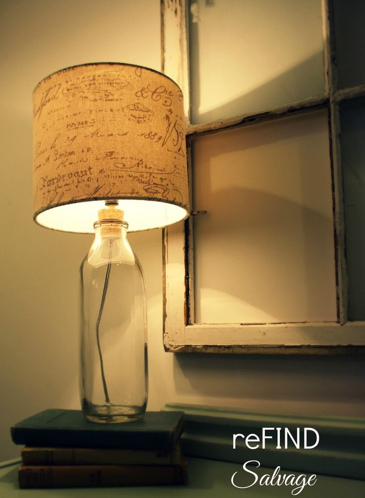 Upcycled Vintage Milk Bottle Table Lamp With Romantic Linen French Script Lampshade Diy Lamps Upcycled Vintage Milk Bottle Table Lamp, Milk Bottle Table Lamp