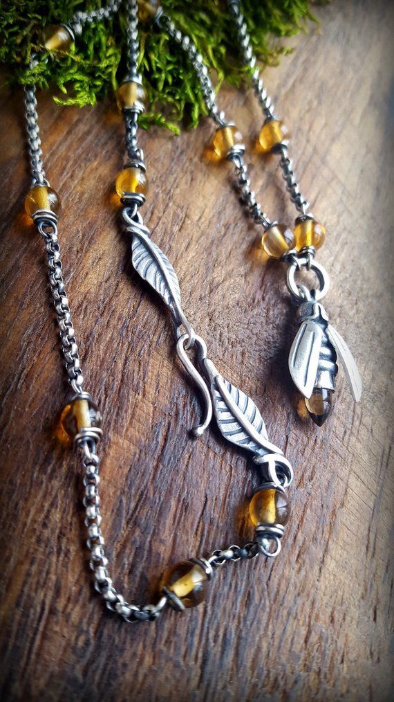 Citrine Firefly Necklace Citrine Necklace Nature Necklace Beaded Firefly Necklace November Birthstone Firefly Necklace Firefly Jewelry