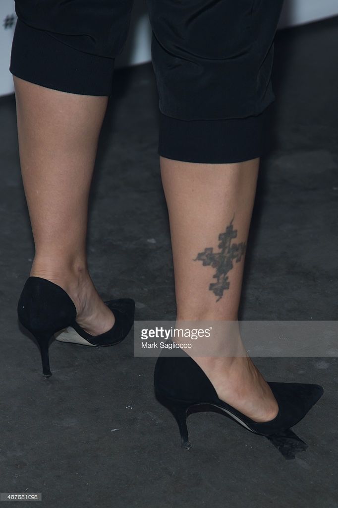 Actress Drew Barrymore Shoe And Tattoo Detail Attends The Refinery29