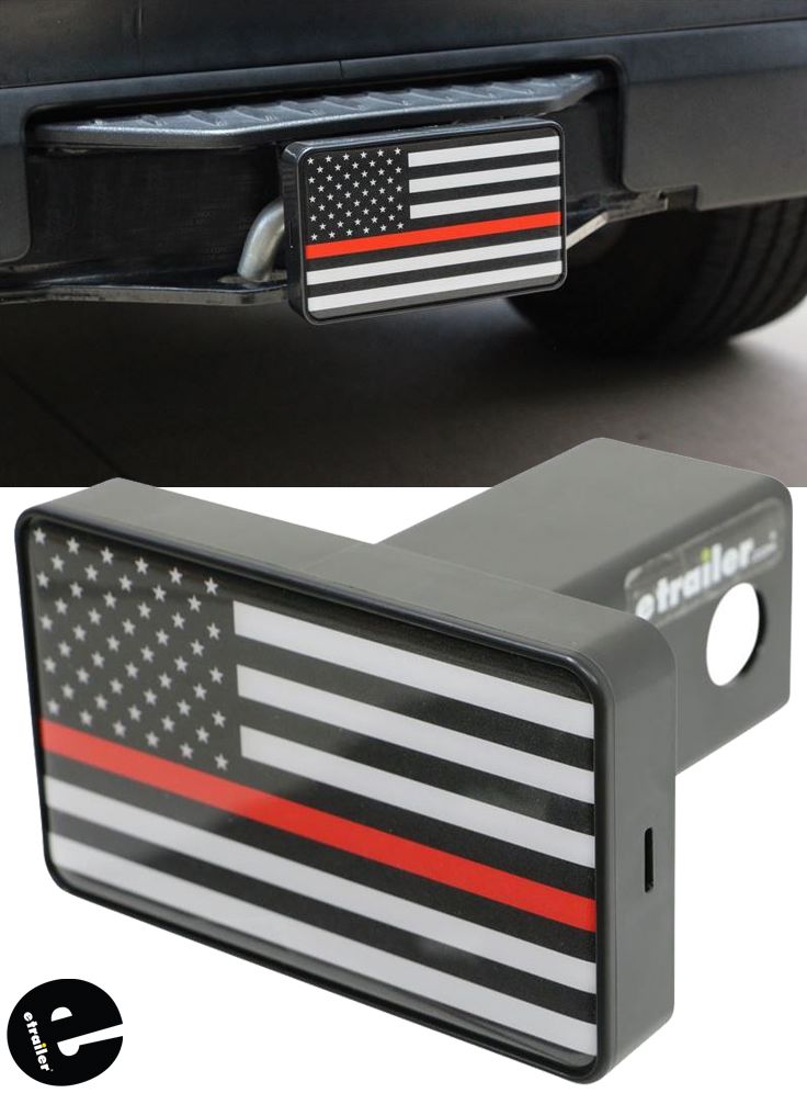 Firefighter ALL METAL Shiny Chrome Hitch Cover Chrome & Red Firefighter ALL METAL Shiny Chrome Hitch Cover Chrome & Red
