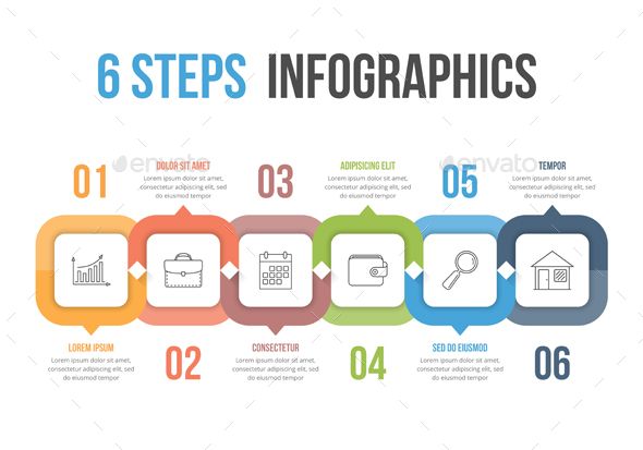 Six Steps #Infographics - #Infographics Download here: https://graphicriver.net/item/six-steps-infographics/20427227?ref=alena994