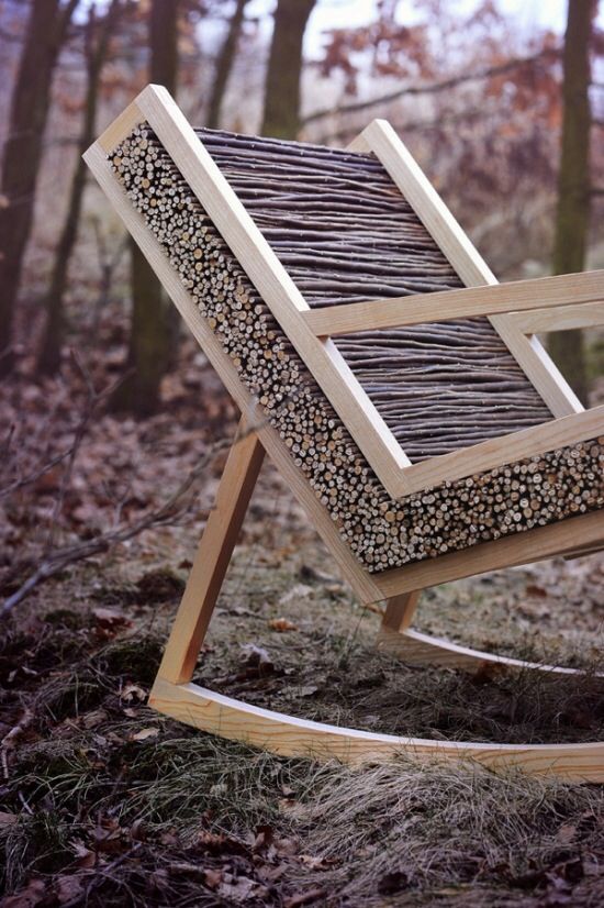 Haluz Scandinavian Inspired Rocking Chair With Willow Branches Haluz Scandinavian Inspired Rocking Chair With Willow Branches