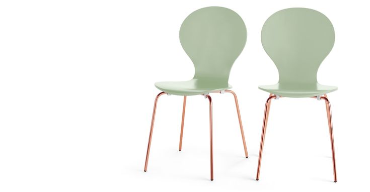Set of 2 Dining Chairs, Blue and Copper, Kitsch | MADE.com
