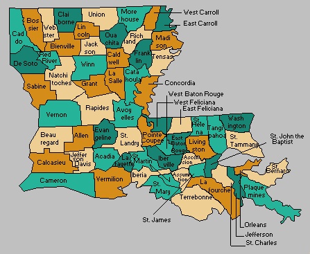 Louisiana Map of Parishes | Louisiana map, Louisiana, Concordia