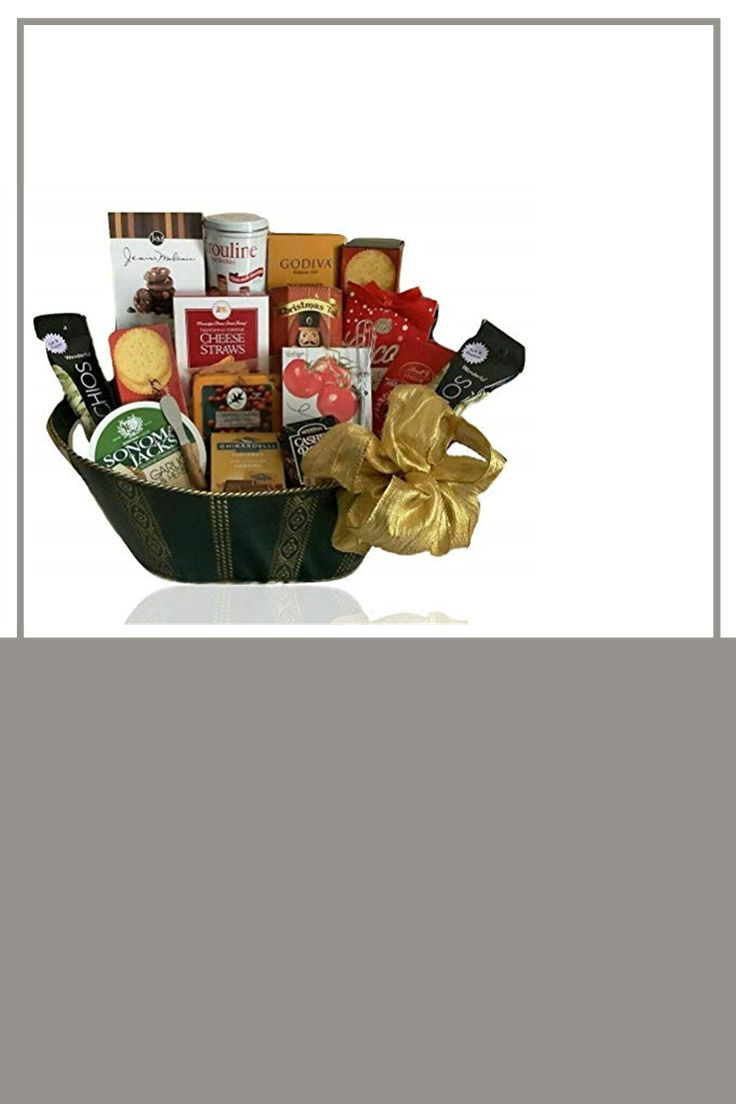 Elegant Black & Gold Gourmet Gift Basket Cheese, SweetS and Savory