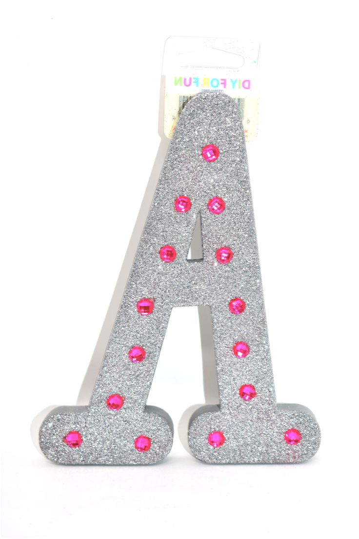 7 silver glitter pink rhinestone foam letter a foam