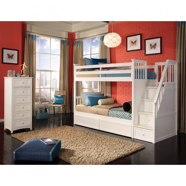 Best 25 White Wooden Bunk Beds Ideas On Pinterest Kids Kids Bedroom Interior With White Wooden Bunk Bed And Rectangular Brown Fur Rug Plus