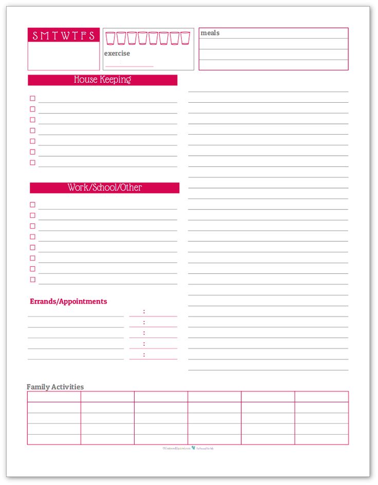 daily family schedule template