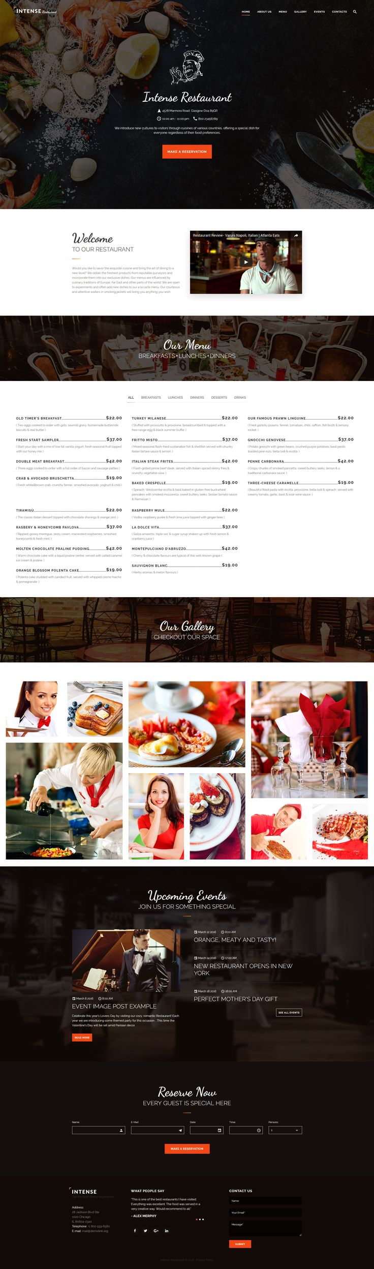 restaurants website templates