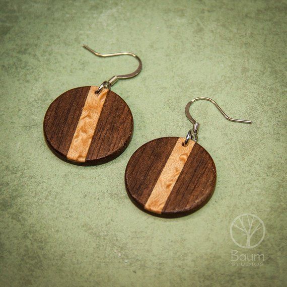 State \u201chome\u201d walnut wood earrings