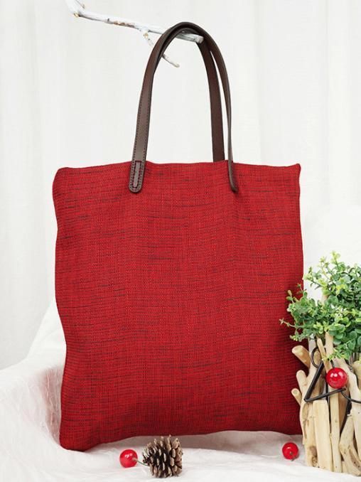 3 Colors Simple Literature Linen Shoulder Bag RED #fashionbags #solid #WomensSho...