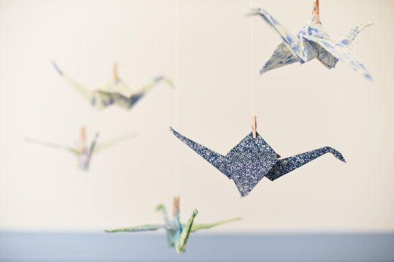 Asian origami cranes kaufman fabric