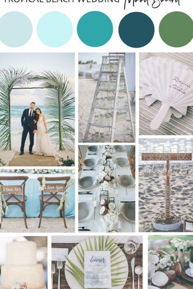 Tropical Beach Wedding With A Blue Color Scheme | Wedding Mood Board #