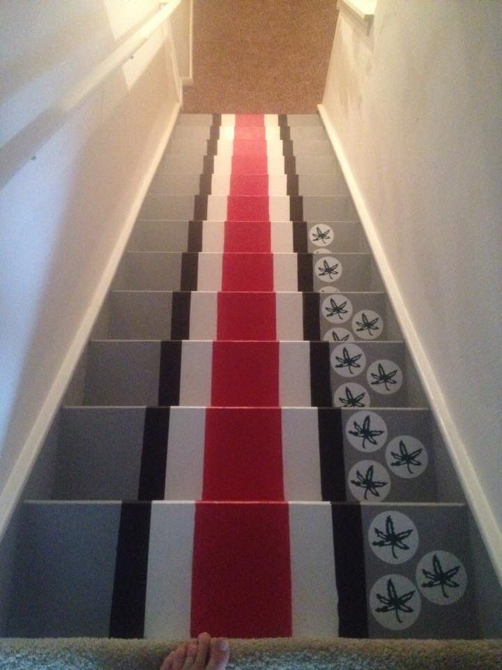 Steps Leading Into My Future Buckeye Basement Ohio State Crafts Ohio State Rooms Ohio State Decor