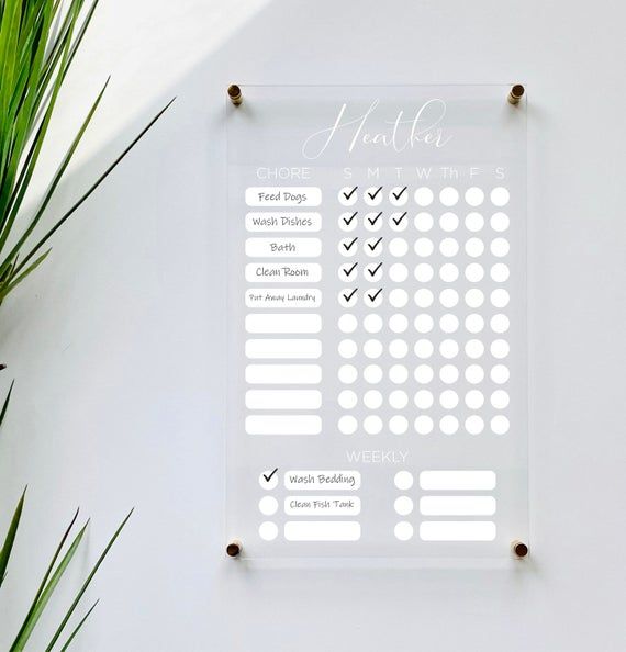 custom chore chart children dry erase board clear acrylic homeschool girls boys 03-009-016 Personalized Chore Chart For Kids