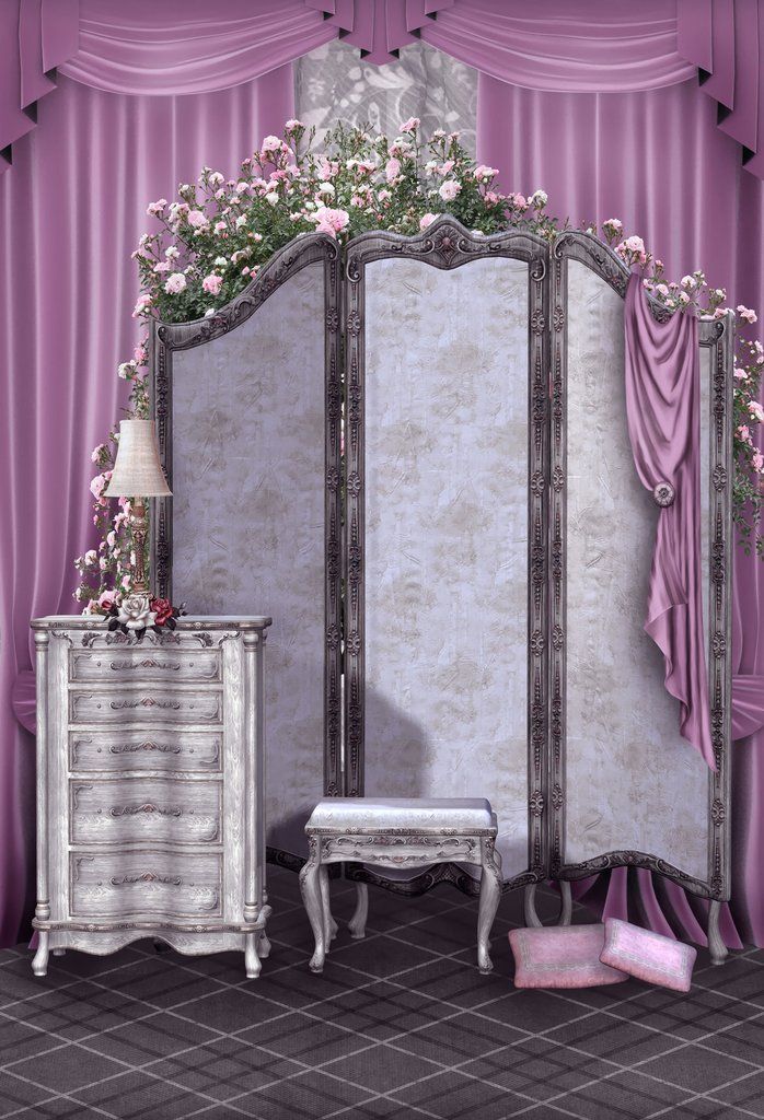 Pink Curtain White Screen Backdrop for Photography U0065 | Dressing