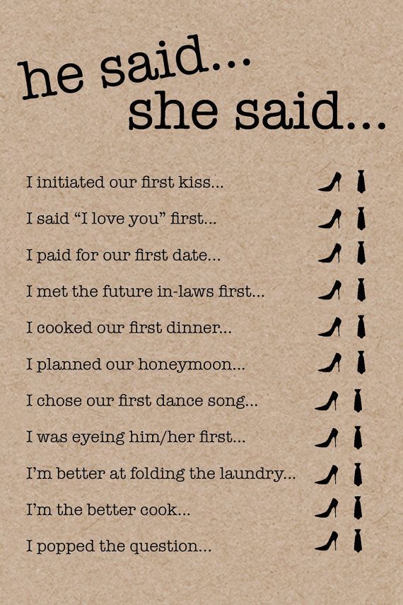 Best 25 Wedding Trivia Ideas On Pinterest Quiz Bridal Shower He Said She Card Kraft Wedding Advice