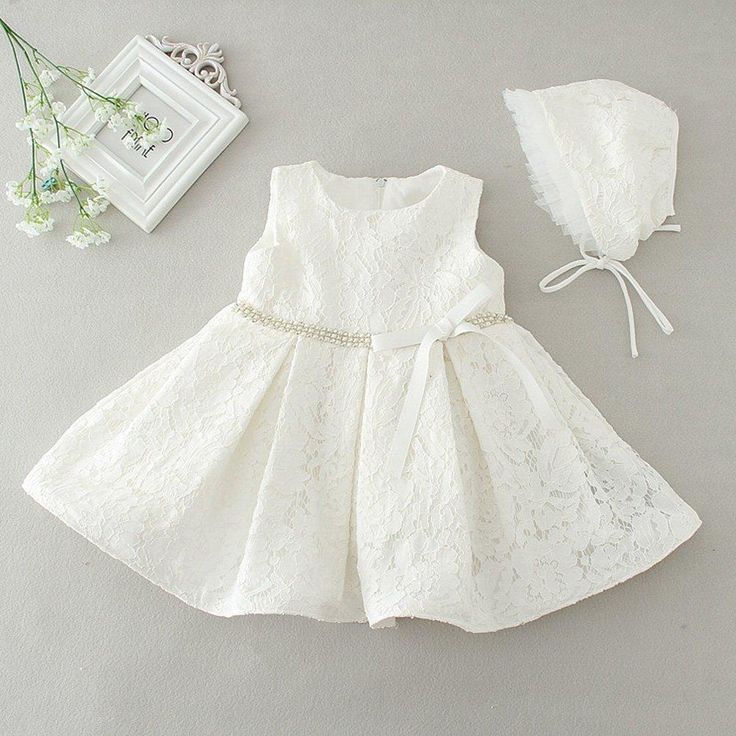 Meiqiduo 3Pcs Set Baby Girl Dress Christening Baptism Gowns Formal Dress