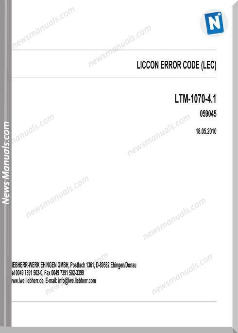 Liebherr Error Code List