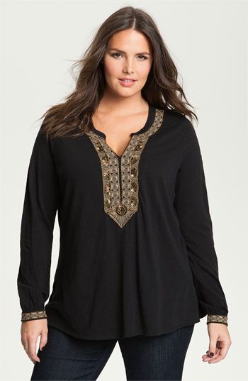Lucky Brand 'Jasmine' Beaded Tunic (Plus) available at #Nordstrom