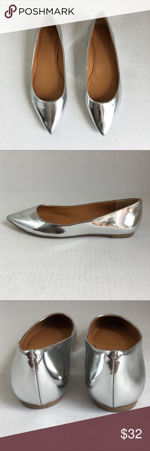j crew silver flats