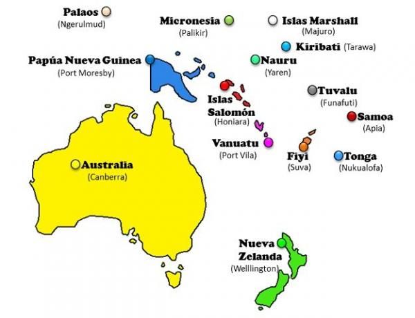 Lista De Países De Oceanía Y Sus Capitales Completa Mapa De Oceania Oceanía Continentes