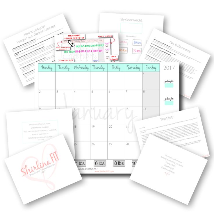 weight loss calender