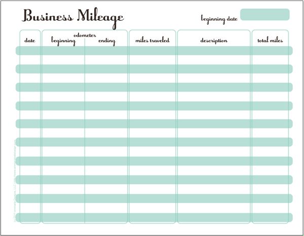 free mileage log