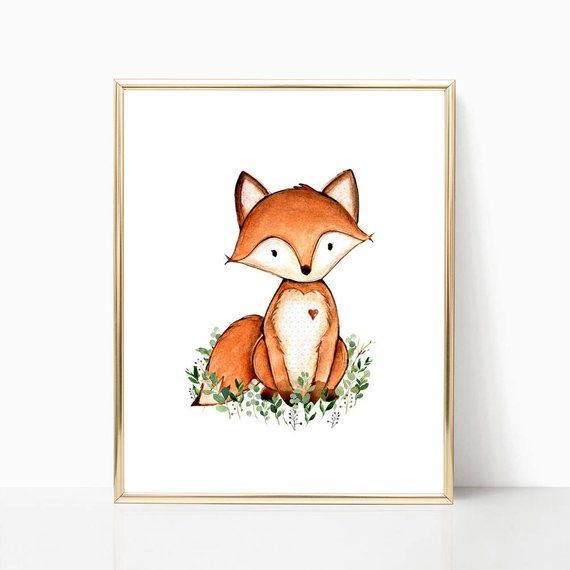 Fox Nursery Art Greenery Wilderness Art Downloadable Prints Woodland Animal Prints Watercolor Fox Printable Wall Art Fox Nursery Decor