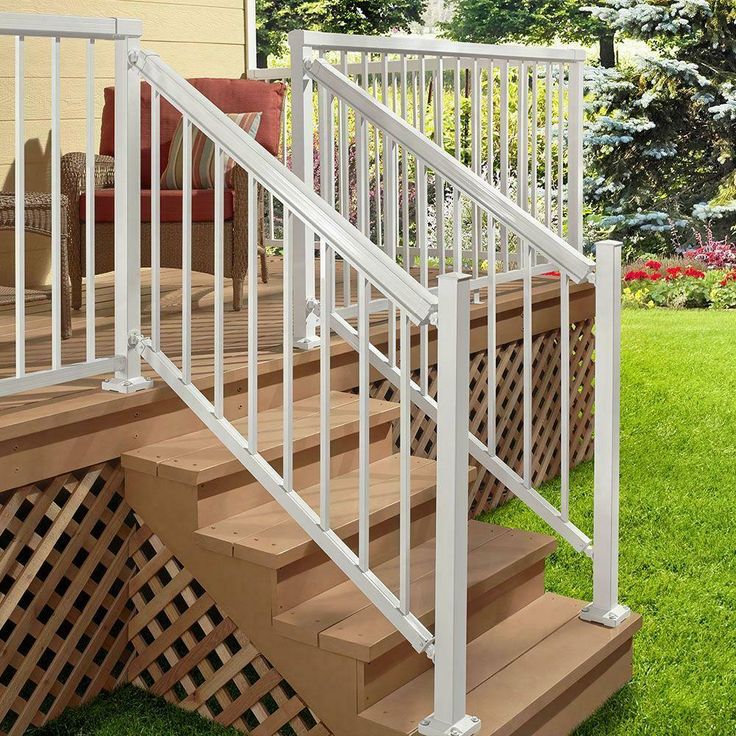 4 in. x 4 in. x 42 in. white aluminum stair post peak railing porch