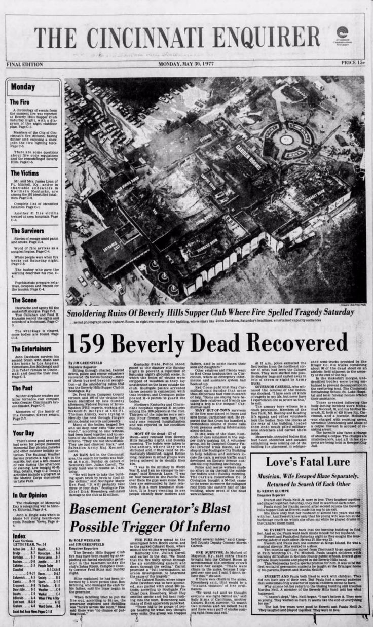 15 best Front pages: Beverly Hills Supper Club fire images on ... 15 best Front pages: Beverly Hills Supper Club fire images on ...