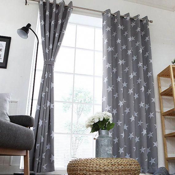 Grey Stars Patterned Blackout Eyelet Curtains By Enapremium Modern Curtains Blackout Eyelet Curtains Home Decor