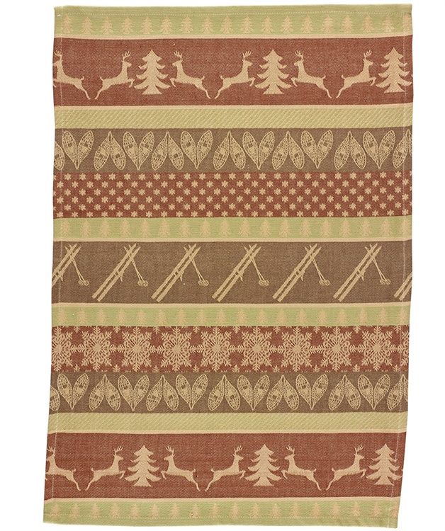 REINDEER JACQUARD WOVEN DISH TOWEL HOLIDAY DISHTOWEL PINE TREES SKI LODGE REINDEER JACQUARD WOVEN DISH TOWEL HOLIDAY DISHTOWEL PINE TREES SKI LODGE