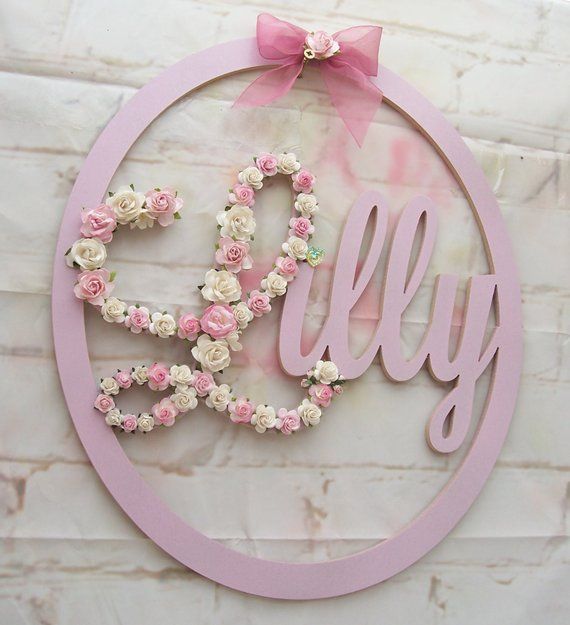 Heart Hand Print Mirror Personalised Door Name Plaque Boy Girls Bed Room Sign