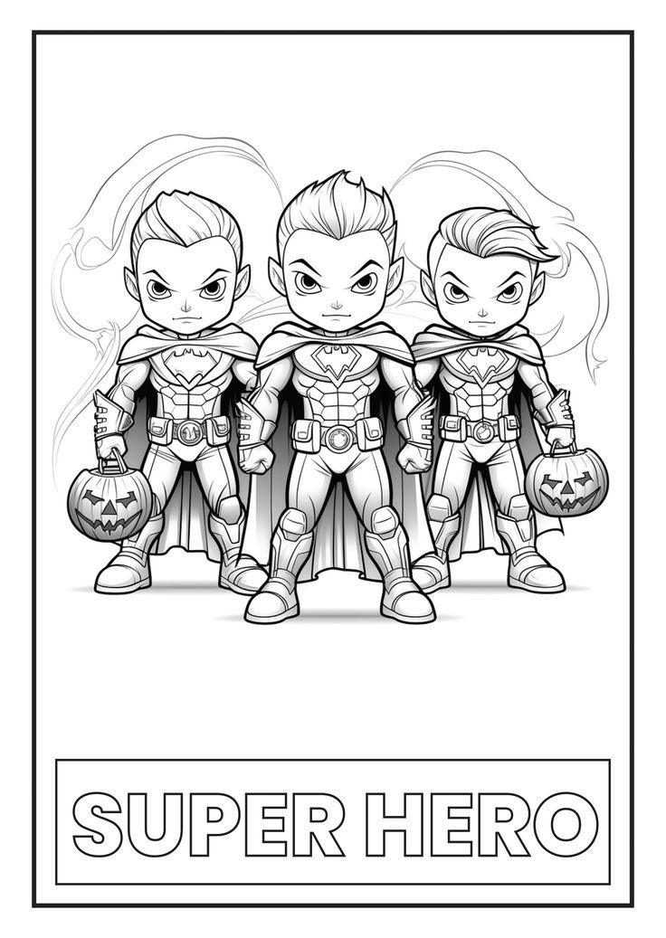 Superhero Halloween Coloring Page 🦸♂️🎃 | Unleash Your Inner Hero!