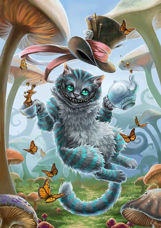 Для, открытка чеширский кот