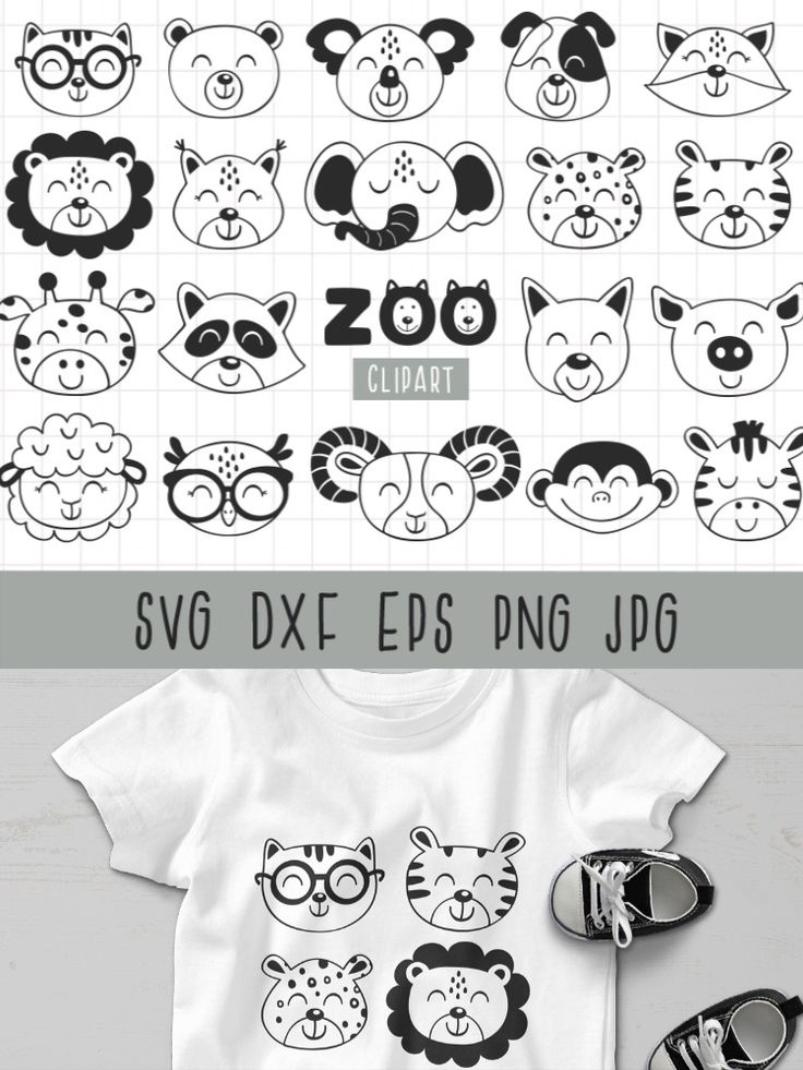 Download Animal faces svg Scandinavian animal faces clipart Zoo ...
