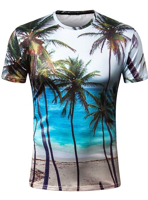 Men’s Daily Holiday Basic Slim T-shirt – Trees / Leaves Print Round Neck Rai… Men’s Daily Holiday Basic Slim T-shirt – Trees / Leaves Print Round Neck Rai…