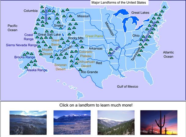 United States Landforms Landforms - 7bbf6ca343d38e33d2b9c2cc54a9d432 Great Basin Map Skills