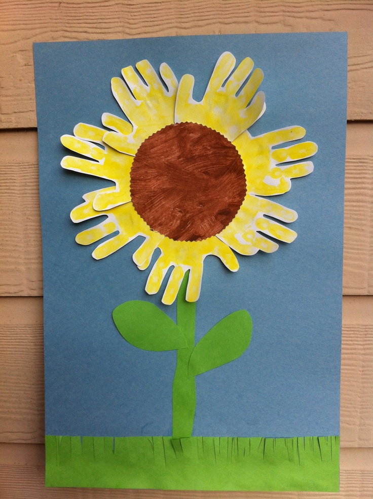 Sunflower Hand Print I Made With Our Preschoolers Sunflower Hand Print I Made With Our Preschoolers